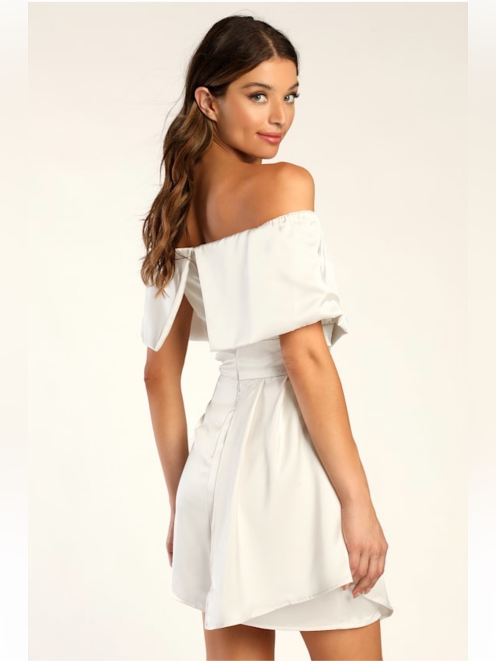 Lulu's Ivory Off-the-Shoulder Short Wedding Dress - Picture 3 of 11